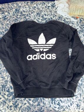 adidas Black Crewneck Sweatshirt with White Trefoil Logo